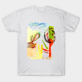 Abstract mixed media colorful landscape illustration T-Shirt